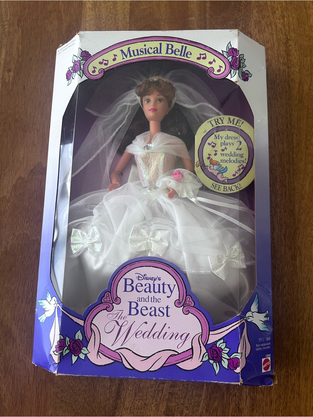 Disney Belle Wedding Doll in White and Pink Accents